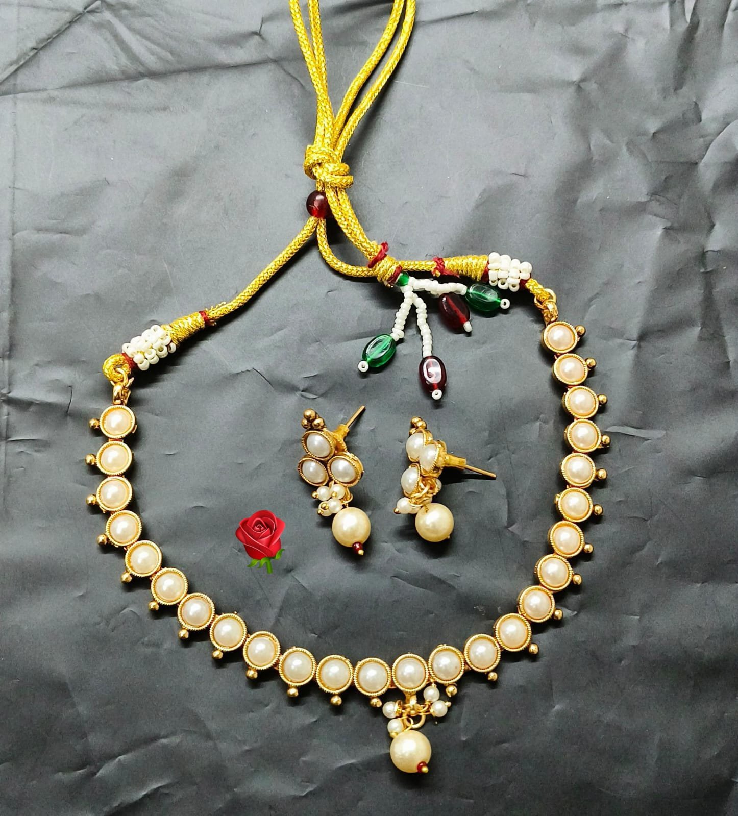 Kundan Necklace and Earrings Set image 3