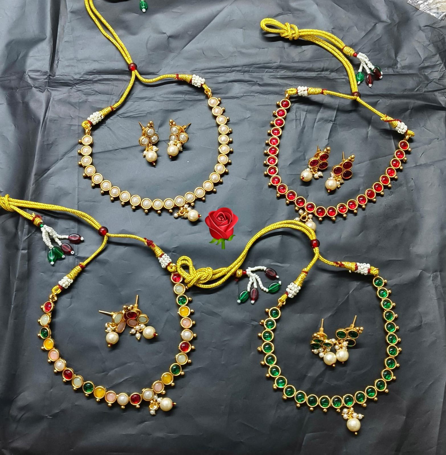 Kundan Necklace and Earrings Set image 4